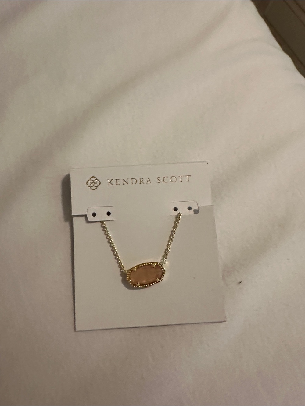 Kendra Scott Gold Necklace with Peach Stone